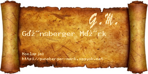 Günsberger Márk névjegykártya